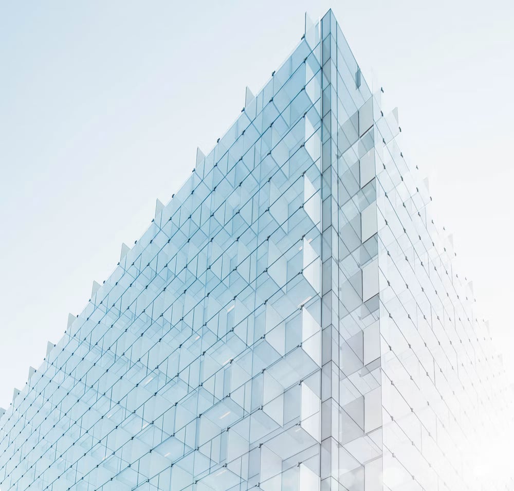 Abstract view of a modern glass building facade